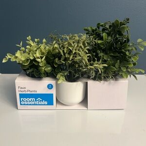 3 Room Essentials Green Faux Herb Plants in White Pot